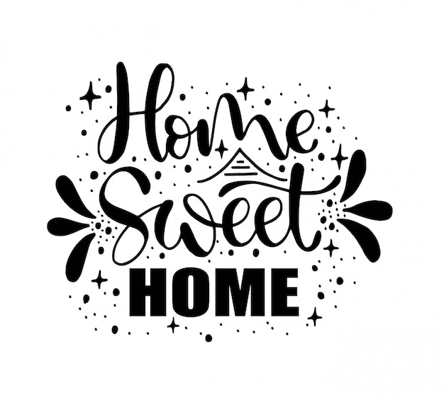 Premium Vector | Home sweet home hand lettering, illustration