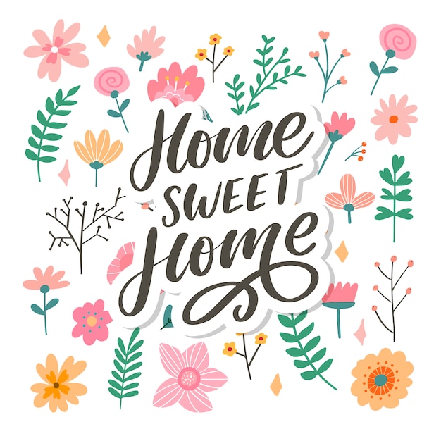 Download 'home sweet home' hand lettering | Premium Vector