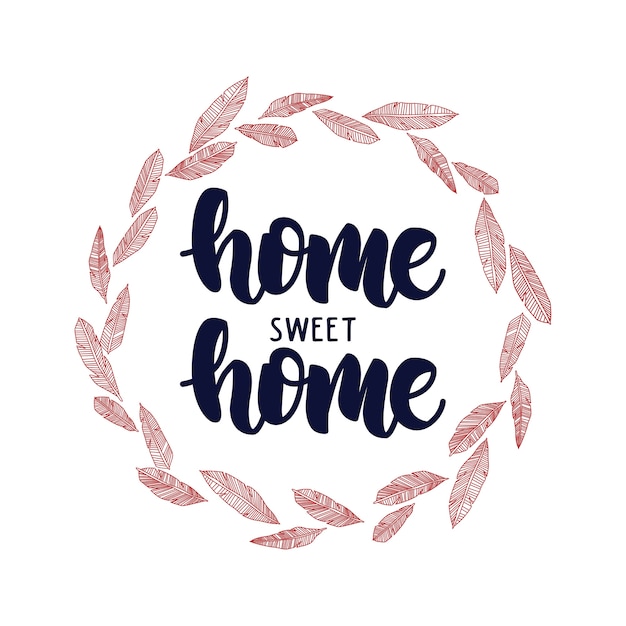 Download Home sweet home leaf outline wreth | Premium Vector