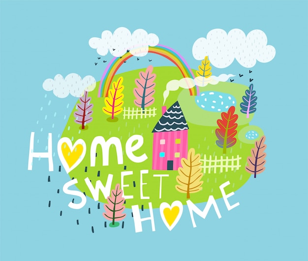 Download Home sweet home quote lettering | Premium Vector