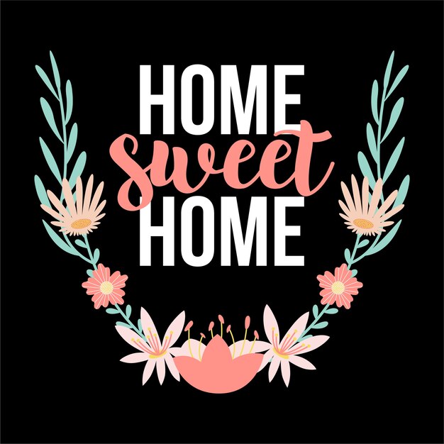 Download Home sweet home quotes lettering hand drawing typography ...