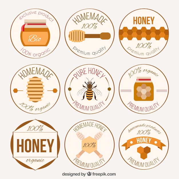 Download Free Vector | Homemade honey badges collection