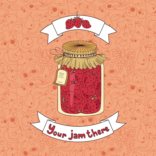 Premium Vector | Homemade strawberry jam jar
