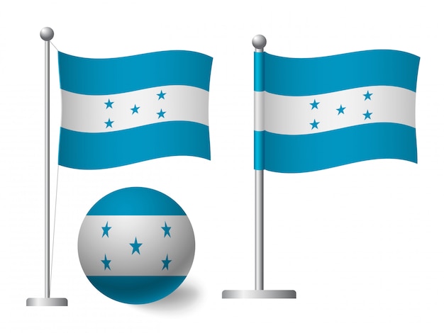 Download Honduras flag on pole and ball icon | Premium Vector