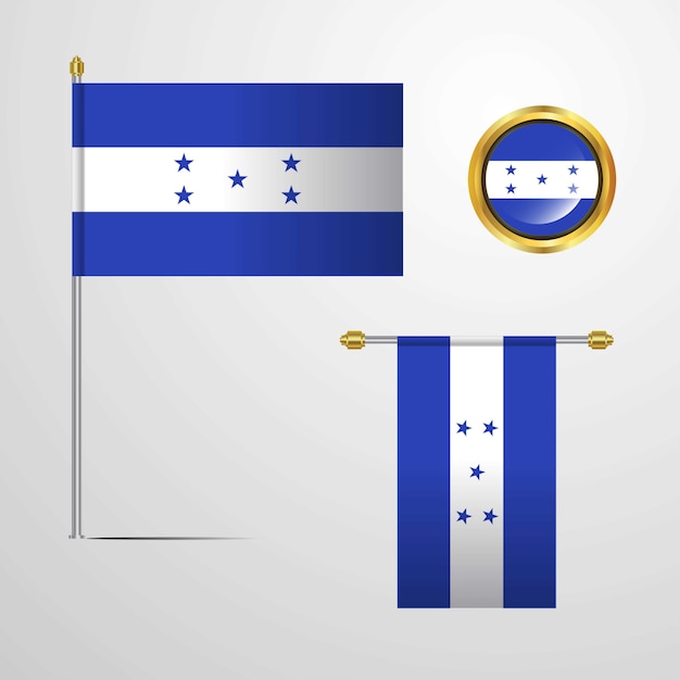 Download Honduras waving flag design with badge vector | Free Vector
