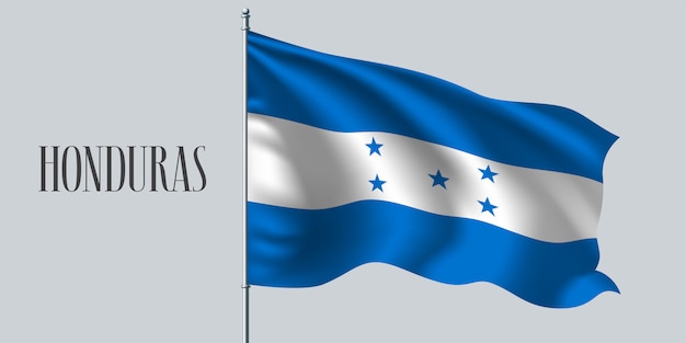 Download Honduras waving flag on flagpole | Premium Vector