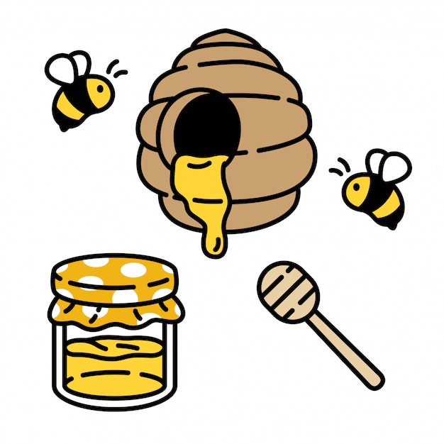 Premium Vector Honey Bee Cartoon Comb Behive Icon