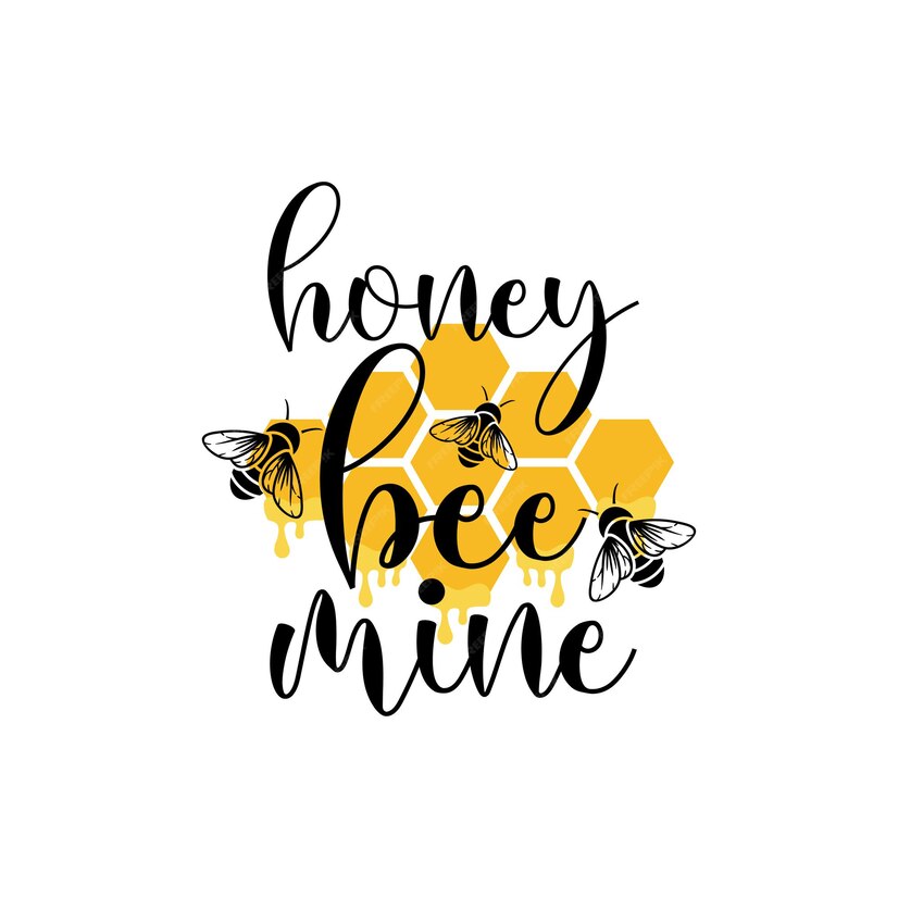 Premium Vector | Honey bee mine quote lettering illustration