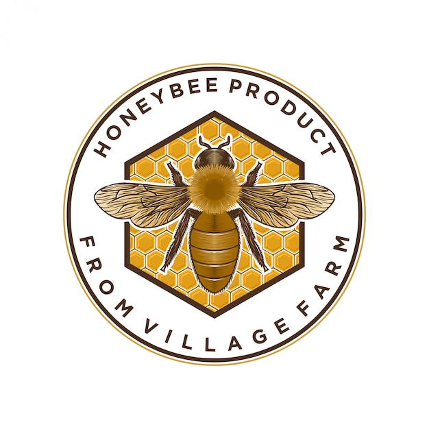 Honey products or honey bee farms logo Vector | Premium Download