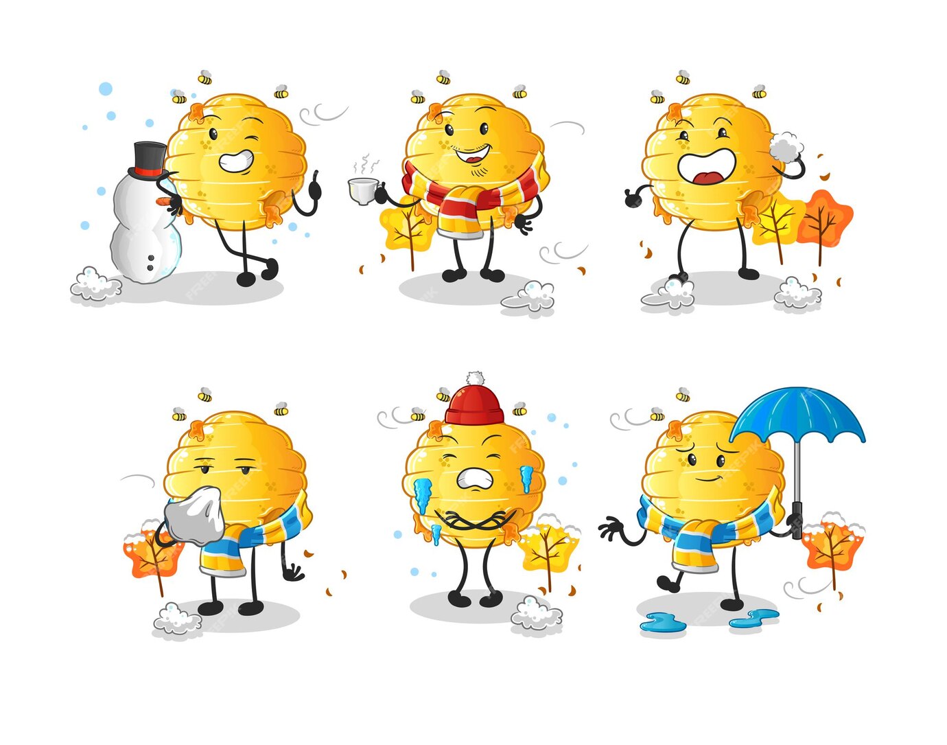 Premium Vector | Honeycomb in cold weather character mascot vector