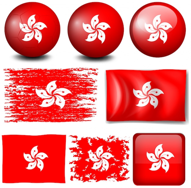 Download Hong kong flag on many objects illustration Vector | Free ...