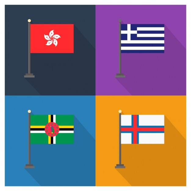 Free Vector Hong Kong Greece Dominica And Faroe Islands Flags