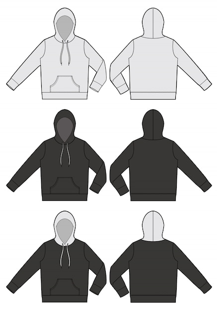 Download Hood hoodie fashion flat technical drawing template ...