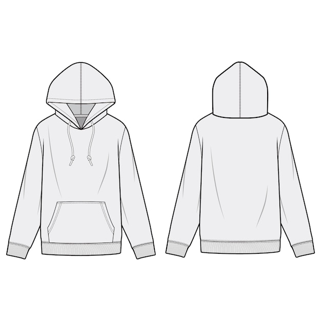 Download Hoodie fashion flat sketch template | Premium Vector