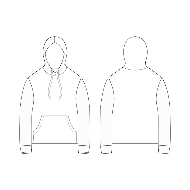 Hoodie fashion flat sketch template | Premium Vector