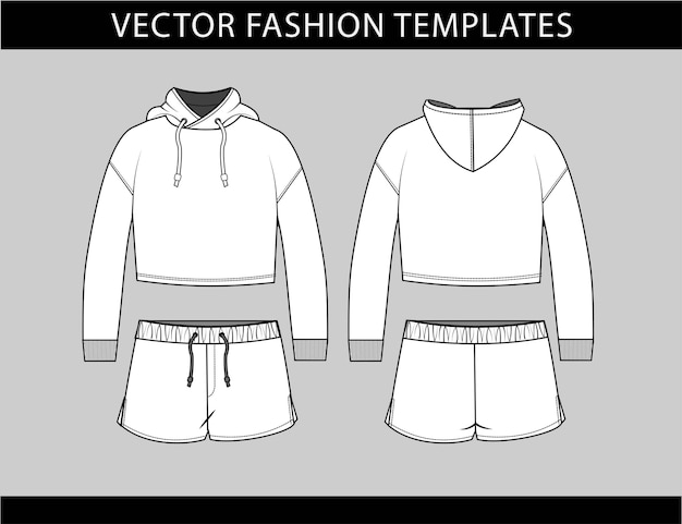 short hoodie sketch fashion
