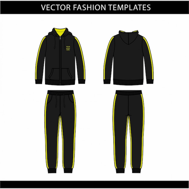 Premium Vector | Hoodie and sweat pants fashion flat sketch template ...