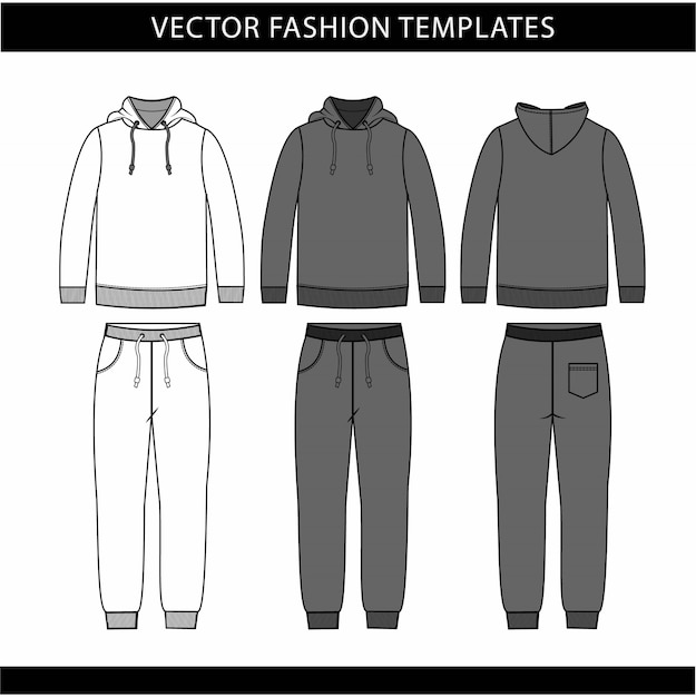 Premium Vector Hoodie and sweat pants fashion flat sketch template