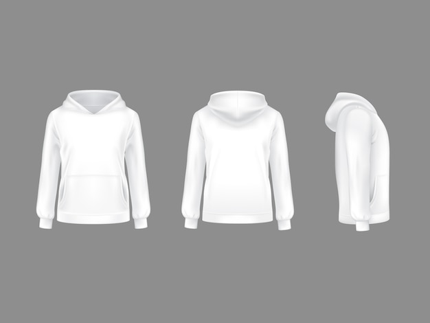 Download Premium Vector | Hoodie sweatshirt white 3d realistic ...