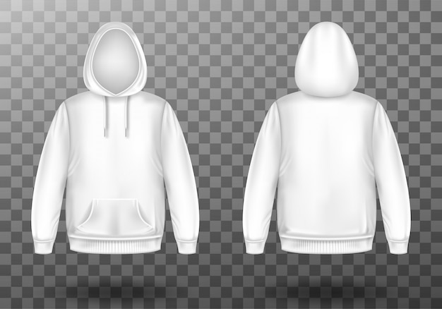 Hoody, white sweatshirt mock up front and back set | Free Vector