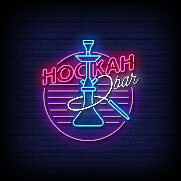 Premium Vector | Hookah bar neon signs style text vector