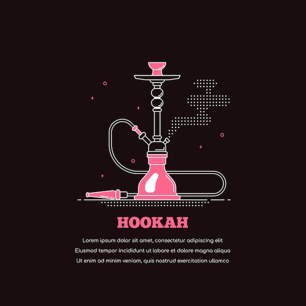 Premium Vector Hookah Icon Isolated On Black Background Smoking Shisha Concept Banner Flat Style Line Art Illustration For Lounge Bar And Hookah Menu