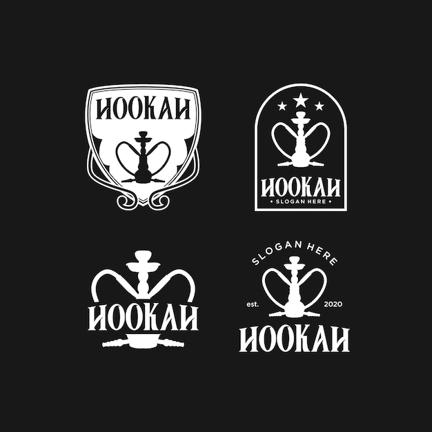 Premium Vector Hookah Shisha Vintage Logo Design Premium Template Set Stock