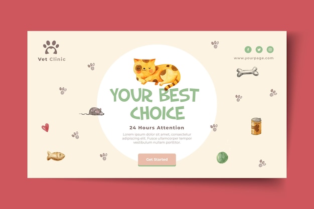 Free Vector | Horizontal banner for veterinary clinic