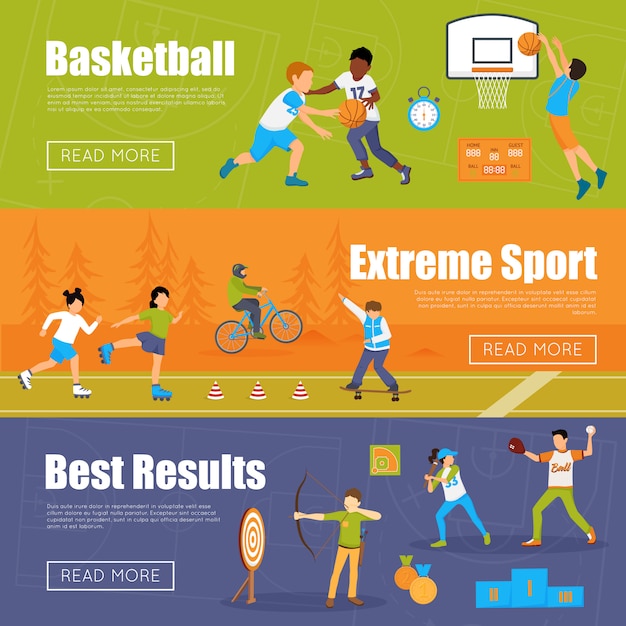 Free Vector | Horizontal banners of kids sport