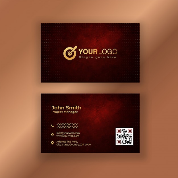 Horizontal business card with front and back presentation Premium Vector