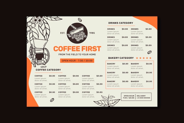 Coffee Shop Restaurant Menu