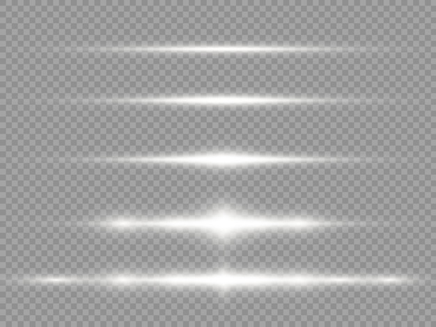 Premium Vector | Horizontal light rays, flash white horizontal lens ...