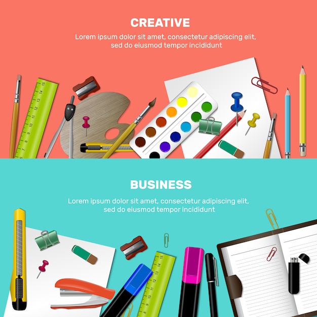 Horizontal stationery banner set | Free Vector