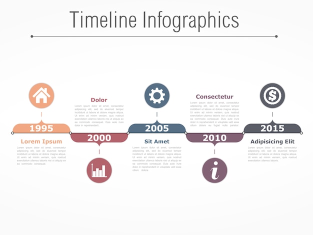 Premium Vector Horizontal Timeline Infographics Design Template