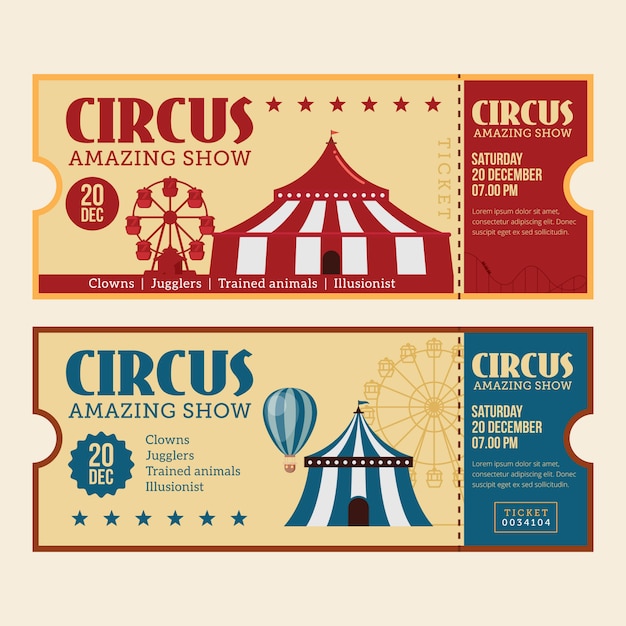 Premium Vector | Horizontal vintage circus ticket