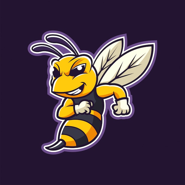 Premium Vector | Hornet bee mascot cartoon logo illustration