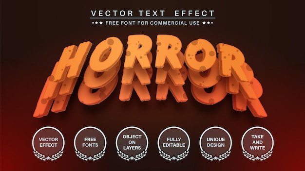 Premium Vector | Horror layer edit text effect editable font style