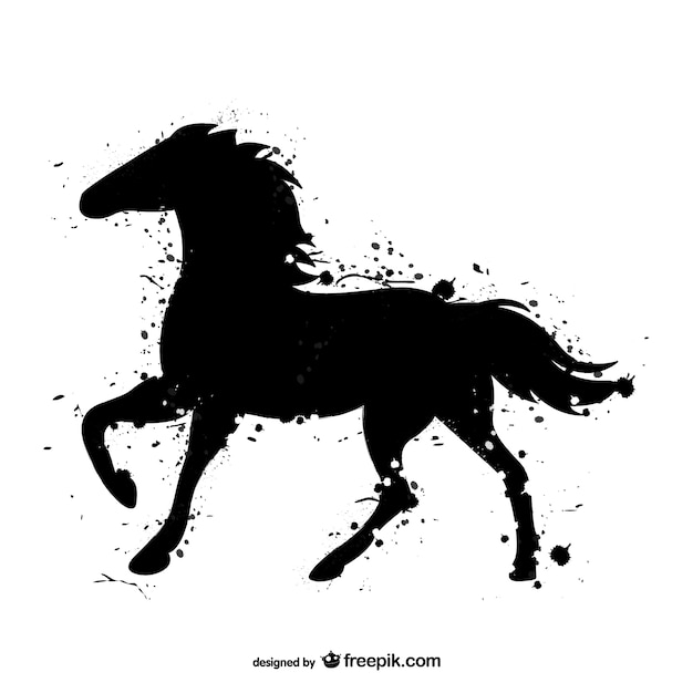 Horse black watercolor