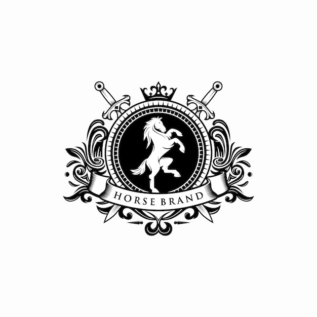 馬のブランド ロゴのテンプレート プレミアムベクター