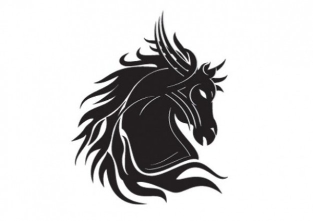 Horse head silhouette tribal tatoo template | Free Vector