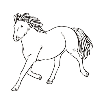 Premium Vector | Horse line art vector illustration. running horse line art