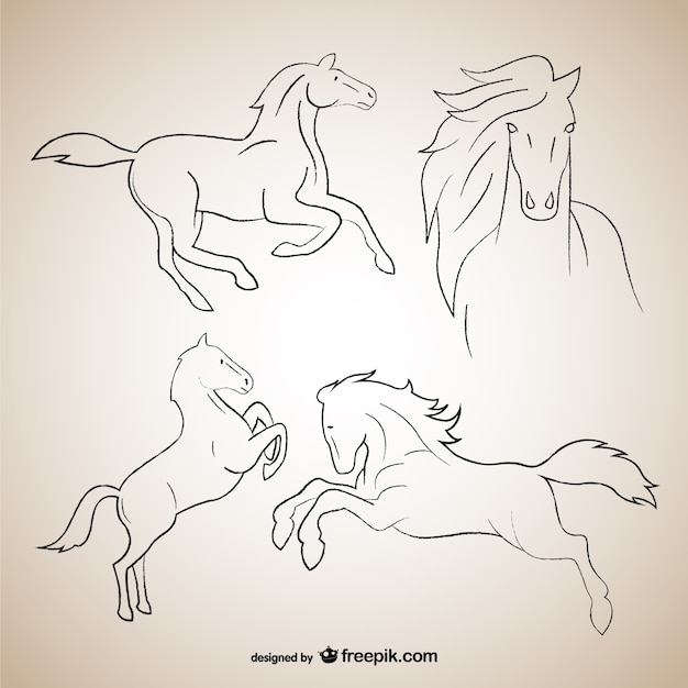 Horse outline drawings