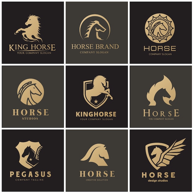Download Free Horse And Pegasus Logo Set Premium Vector Use our free logo maker to create a logo and build your brand. Put your logo on business cards, promotional products, or your website for brand visibility.