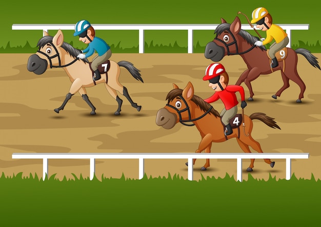 Horse racing cartoon | Premium Vector