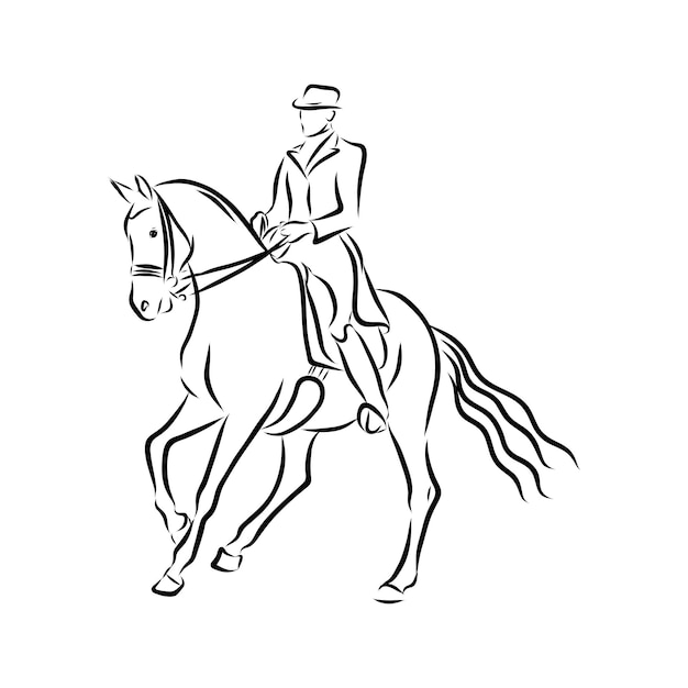 Premium Vector | Horseback riding, horsemanship, sport contour vector ...