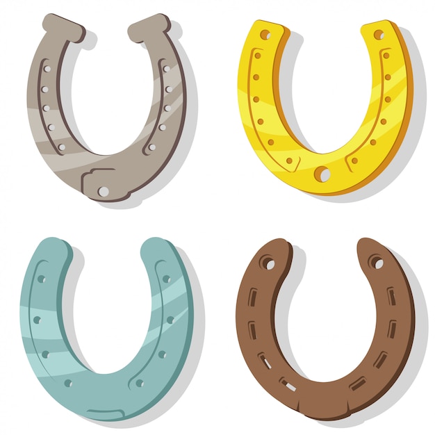 Horseshoe cartoon icons set isolated | Premium Vector