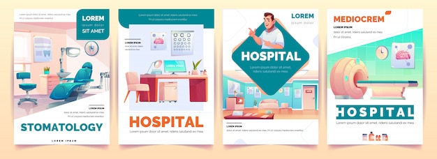 Free Vector | Hospital banners poster for clinic advertising set