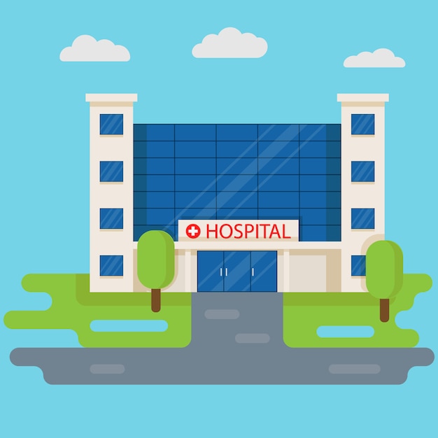 Hospital building with ambulance. medical concept. medicine clinic ...