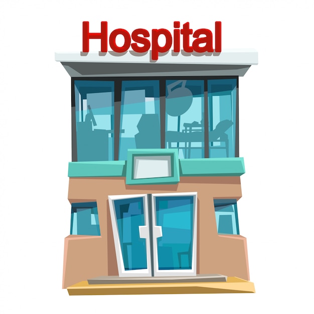 Hospital front view isolated | Premium Vector