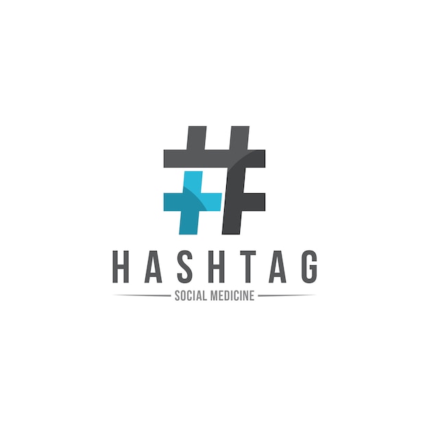 Hospital hashtag logo Premium Vector
